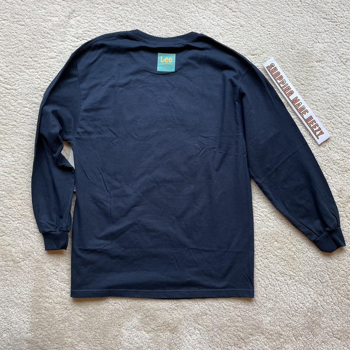 ◆LEE◆ Lee Jeans Graphic Long Sleeve T-Shirt Navy Lee Men's Long Sleeve Cotton Workwear Pocket T-Shirt (Blue