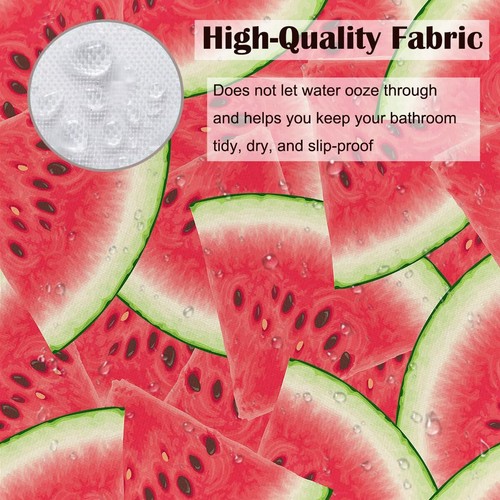 Watermelons Bathroom Shower Curtain Summer Fruit Watermelon Slice with Black ... - 第 3/6 張圖片