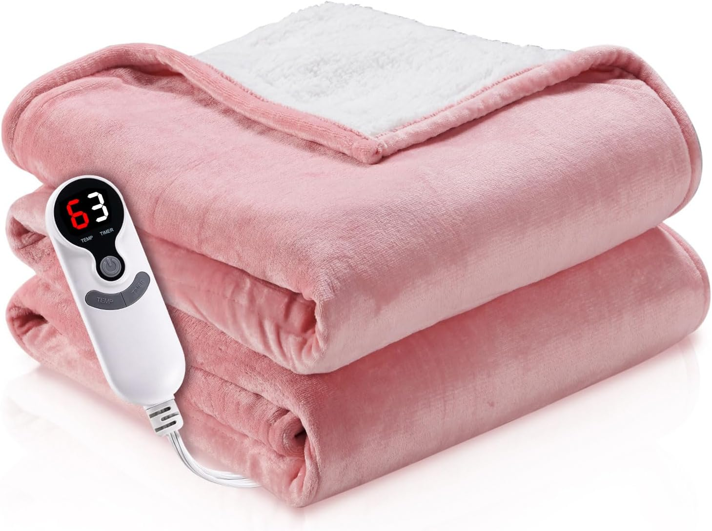 Cozy 50x60 Electric Heated Blanket Throw - Thick Flannel & Sherpa with 3-Hour Warmth  