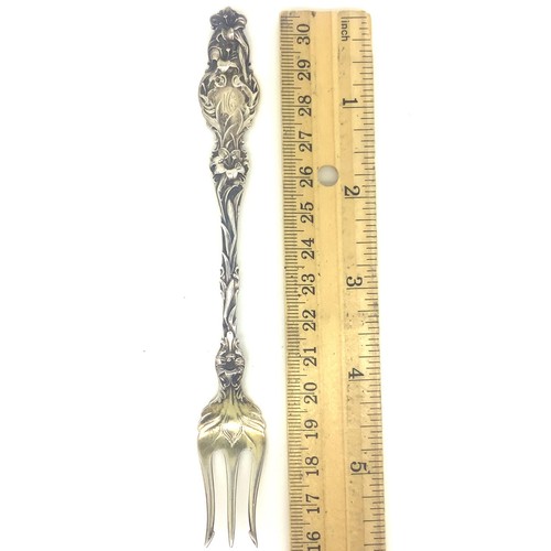 Antique 1902 Whiting Mfg. Co. Sterling Silver Oyster Fork - Lily - Picture 9 of 9