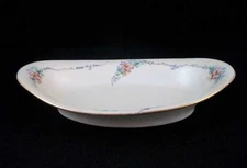 Noritake Nippon Pickle Relish Dish Pink Flowers Gold Blue Backstamp Circa 1911