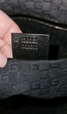 GUCCI Reins HandBag Black Perforated Leather Interlocking GG