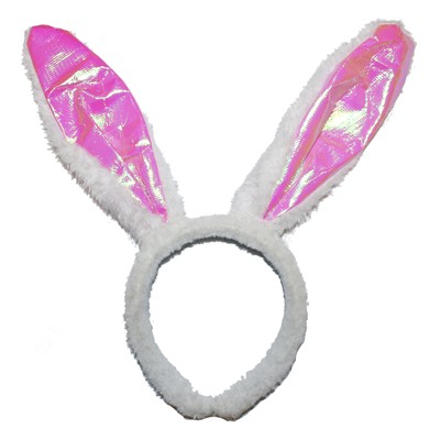 Novelty Pair of /"Bunny Ears/" Hair Clips Easter White and Pink