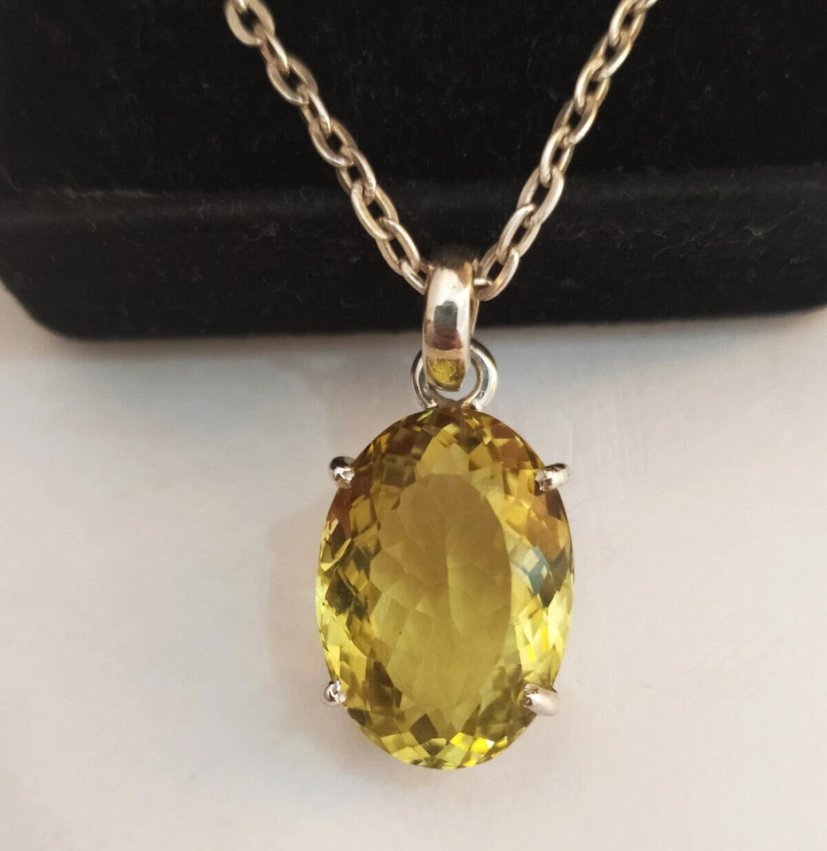 Gorgeous Lemon Quartz Huge Gemstone-Handmade Sterling Silver Prong Pendant Gift - Image 2 of 4