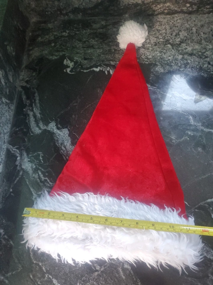 Sombrero de Papá Noel Terciopelo Rojo - Borde de Piel Sintética Blanco Extra Esponjoso - Gorra de Navidad  Foto 3 de 3
