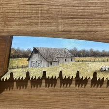 Jarnbirger Orsa Sweden Hand Painted Wood Saw 29” Barn Signed Vintage Folk Art