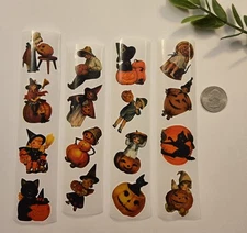 16 VINTAGE STYLE HALLOWEEN STICKERS/RETRO HALLOWEEN STICKERS/SPOOKY STICKERS