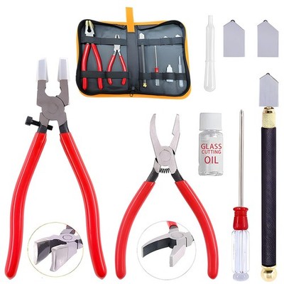 Glass Cutting Tool Set with Running Pliers Heavy Duty Cutter for Stained Glass