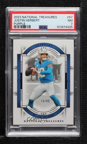 2023 Panini National Treasures Purple 19/49 Justin Herbert #57 PSA 7
