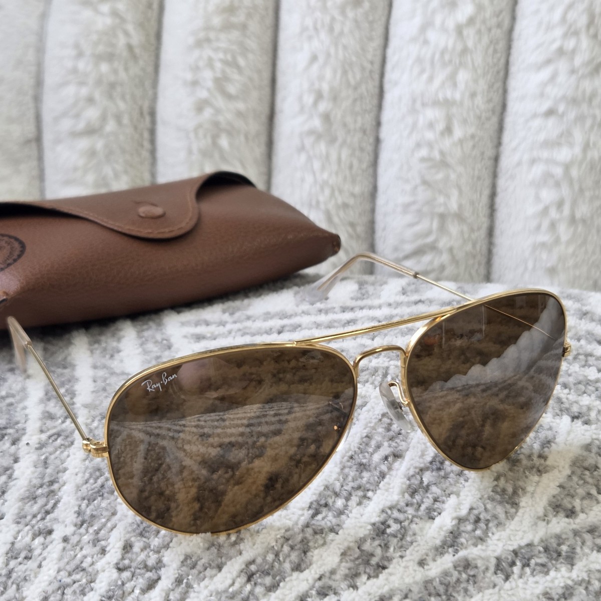 VINTAGE B&L RAY BAN 62 []14 Brown GRADIENT MIRRORED AVIATOR 
