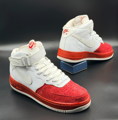 Size 9.5 - Vintage Nike Air Force 1 '07 Mid White Varsity Red 2008