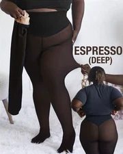 One-Seam Fleece Lined Tights for Women Fake Sheer Thermal XX-Large-3X-Large Tan