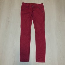 FLAWS Rock Revival Brocade Red  Skinny Jeans Sequin Fleur-de-lis Size 28x29.5 