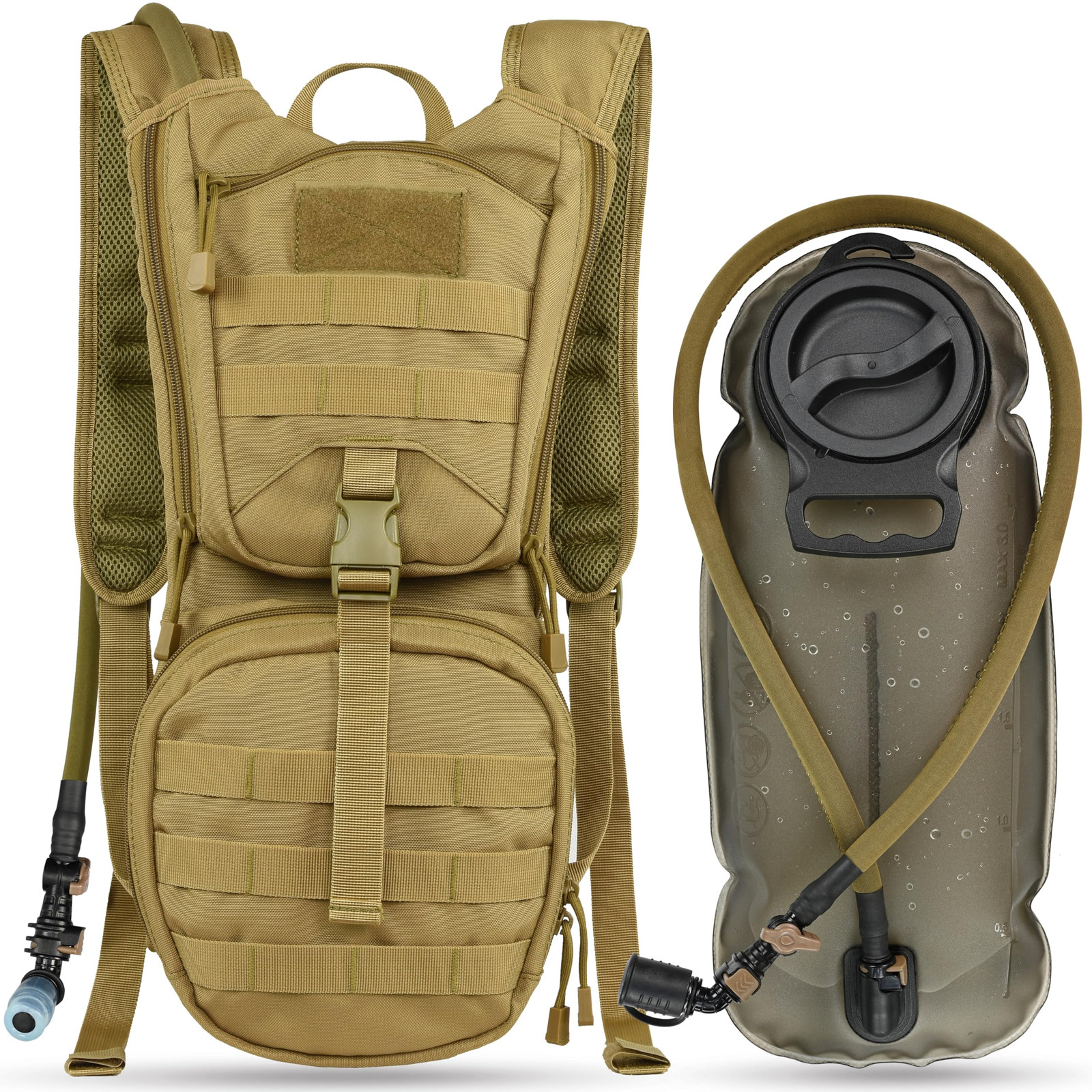 Tactical Molle Hydration Pack Backpack with 3L TPU Water Bladder, Military Da...