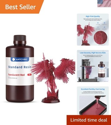 Quick Curing 1kg 3D Printer Resin in Clear Red - Excellent Fluidity & Toughness