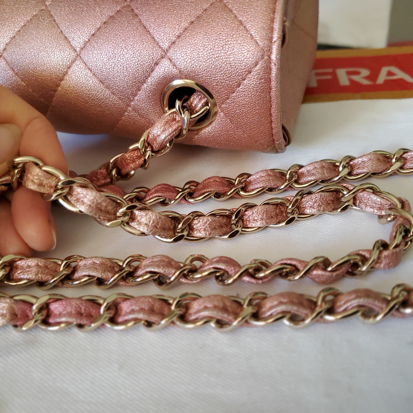 Chanel Classic mini Rectangular  Pink Ombre Gold … - image 10