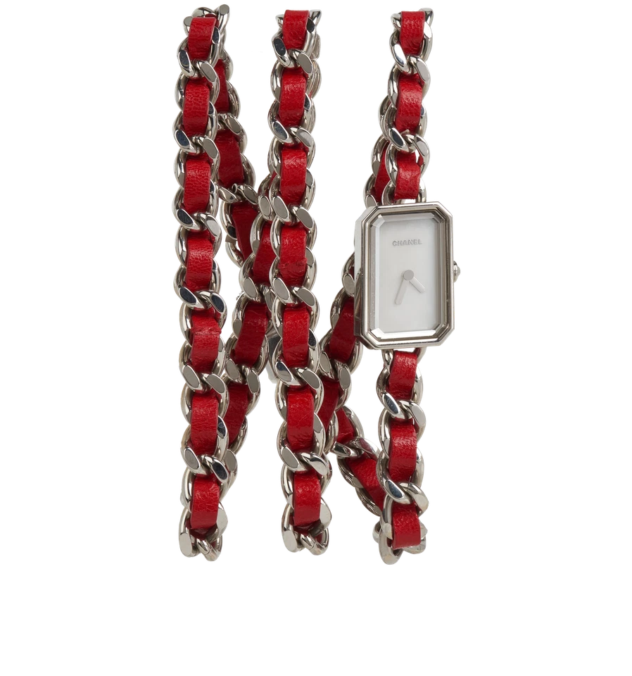 Chanel Premiere Iconic Chain Watch Red Silver Women