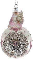 Patricia Breen Glorious Pink Reflector White Snowflakes Christmas Ornament CATZ