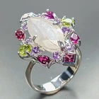 Jewelry gem Natural Moonstone Ring 925 Sterling Silver Size 8.5 /R469354