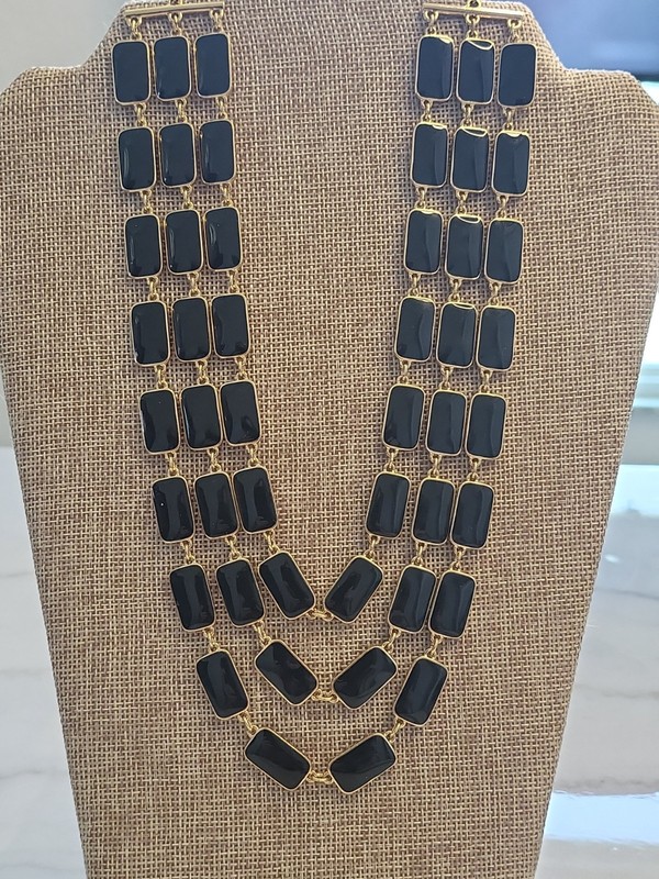 Vtg Kate Spade Triple Goldtone Chain 18" Necklace Chunky Style Womens Jewelry L4