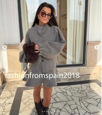 ZARA NEW WOMAN KNIT BOMBER JACKET ANTHRACITE GREY S-XL 9598/170