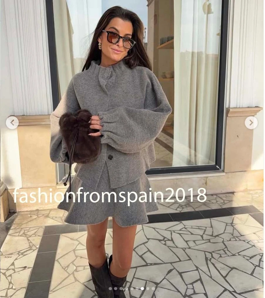 ZARA NEW WOMAN KNIT BOMBER JACKET ANTHRACITE GREY S-XL 9598/170/801 - Image 2 of 4