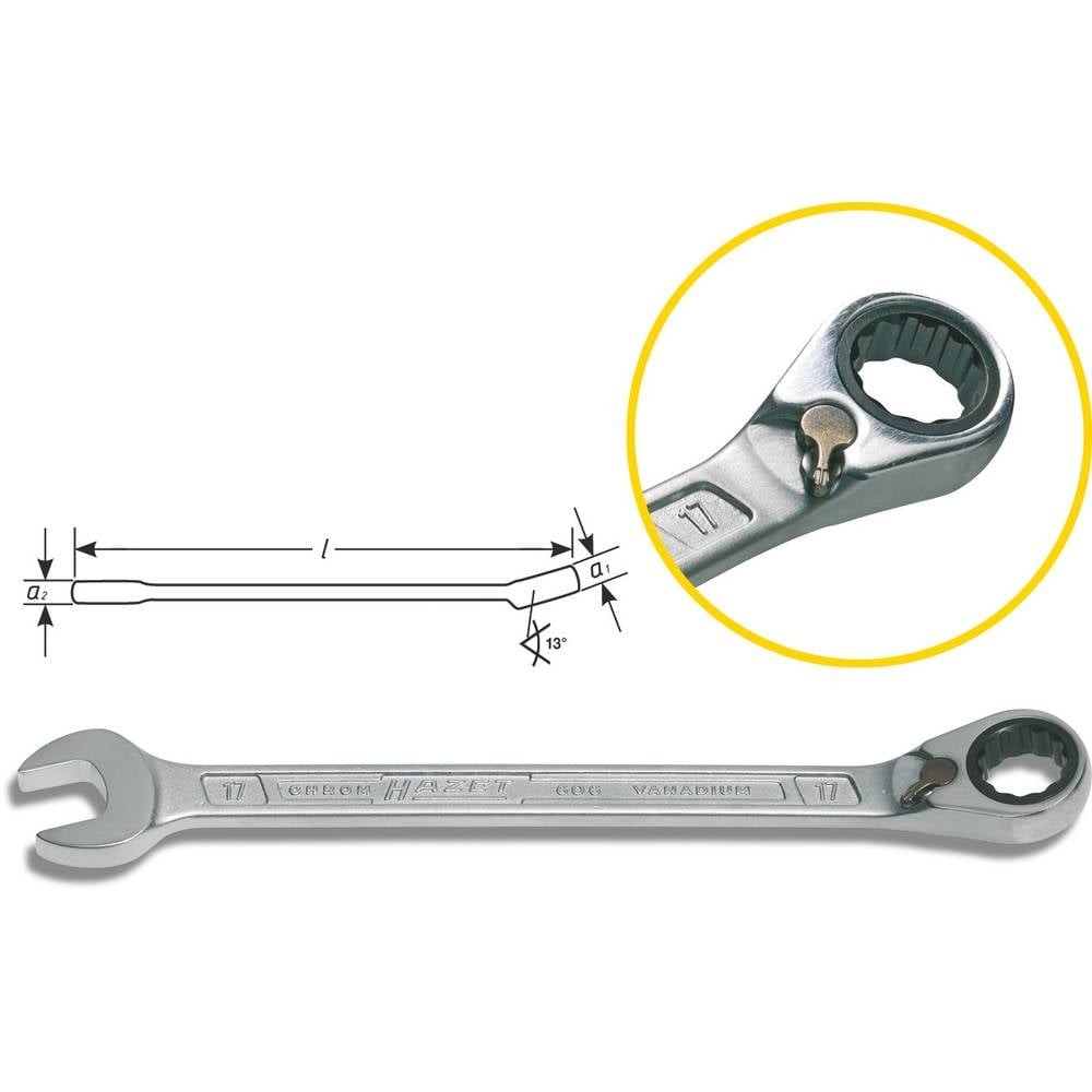 Clé mixte à cliquet Hazet 606-24 métrique de 24 mm pour serrage rapide