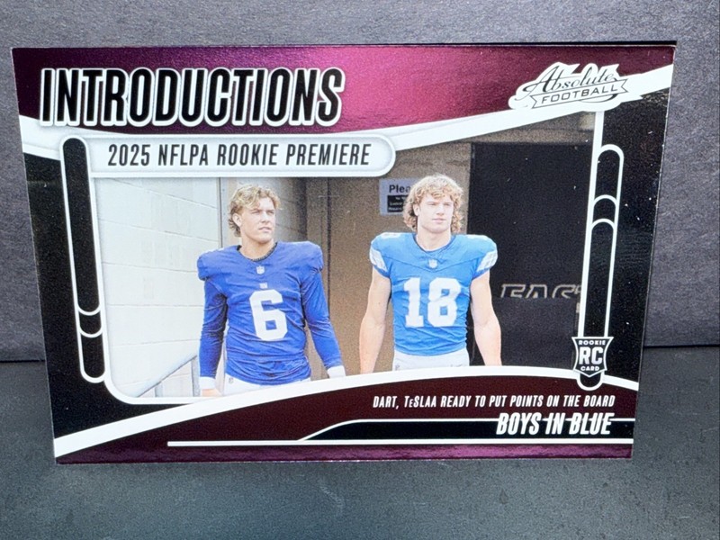 2025 Absolute I-JDT Rookie Introductions Boys In Blue Jaxson Dart / Isaac Teslaa