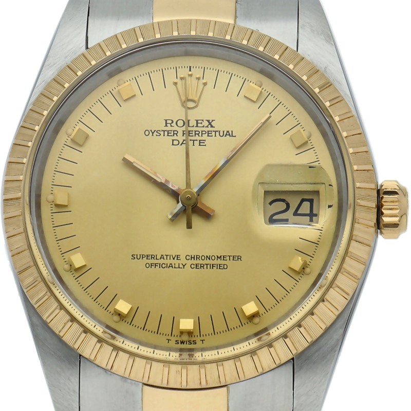 Rolex Oyster Perpetual Date 15053 Tritium Dial 18K Gold Stainless Steel