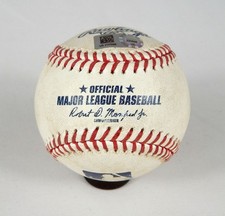 2023 Braves Nationals Game Used White Baseball Robert Garcia Kevin Pillar Foul 3