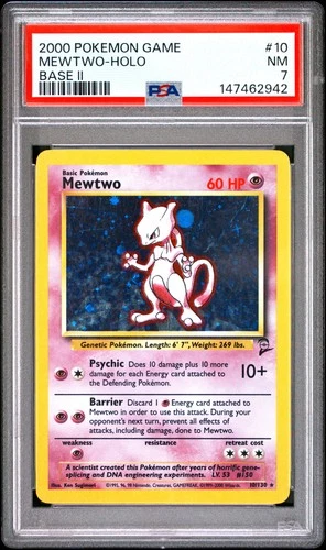 2000 POKEMON BASE SET 2 #10 MEWTWO-HOLO PSA 7