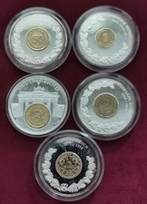 5 deutsche Medaillen Inlay Pr&auml;gung, Versilbert
