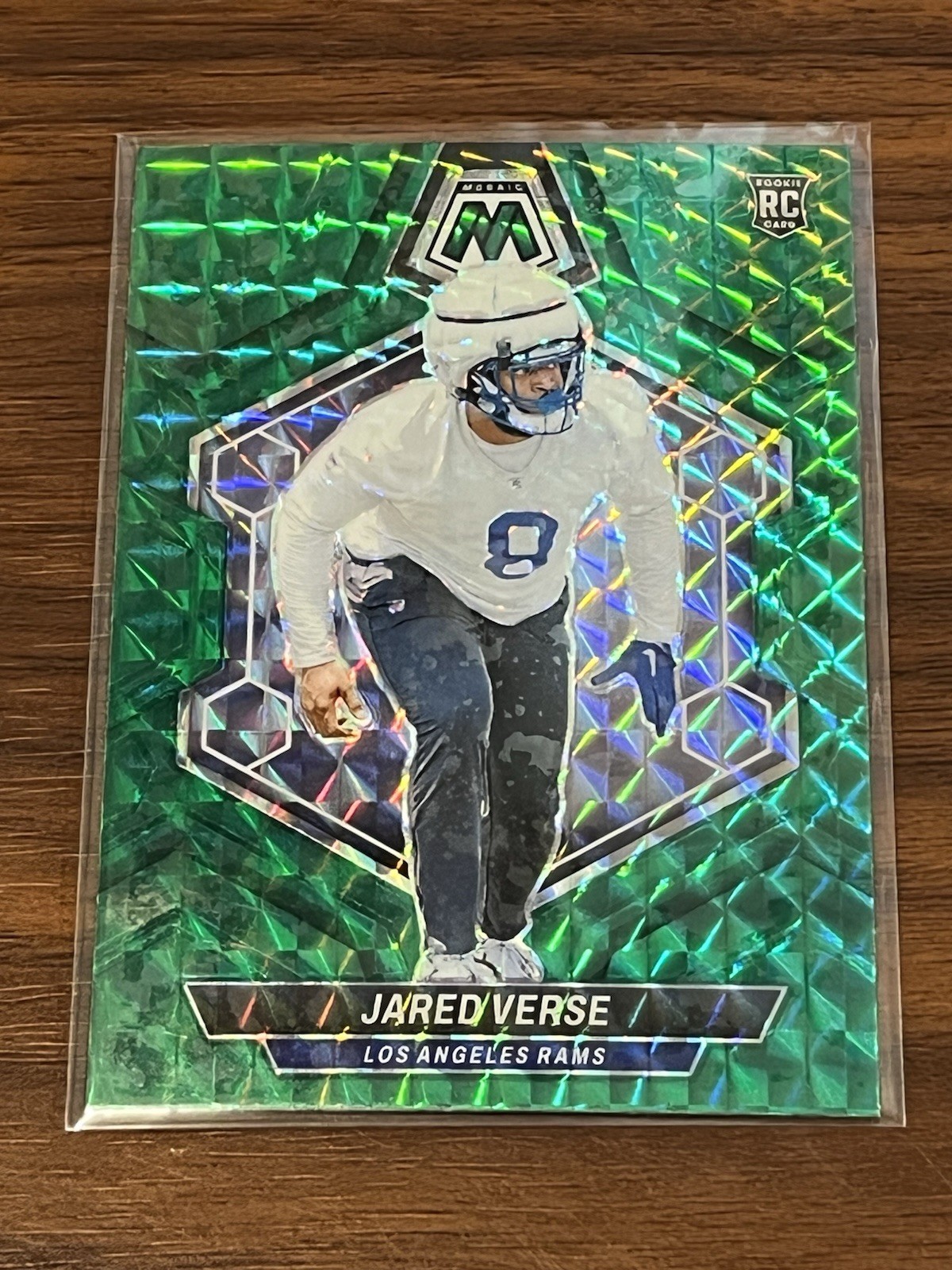 2024 Mosaic Football Jared Verse RC #319 Green Mosaic Prizm LA Rams