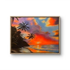 22 X 28 Radiant Seascape CHM Original HANDMADE-SIGNED Colorful Fine Art Painting