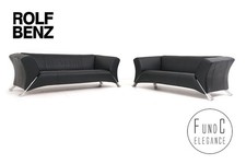 Rolf Benz 322 Garnitur Couch Sofa Dreisitzer Zweisitzer Leder schwarz