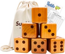 6 Giant Wooden Yard Dice Game Set, Outdoor Lawn Yardzee Game Jumbo with Carry Ba