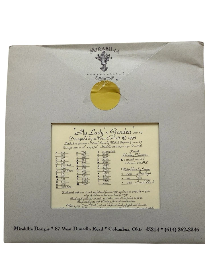 RARE OOP Mirabilia Nora Corbett "My Lady's Garden" MD-9 Cross Stitch Chart - Image 2 of 2