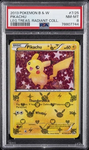 2013 POKEMON B&W LEGEND TREASURES RADIANT COLL #RC7 PIKACHU PSA 8