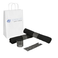 200 Black and Silver Rhinestone Napkin Rings - 8 Row Reusable Fasteners