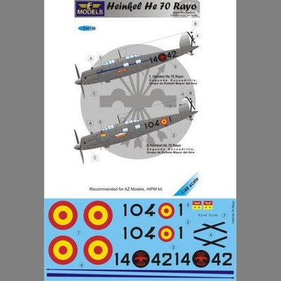 LF Models C48136 1/48 Heinkel He.70 Rayo Decal for AZ Models, HiPM kit