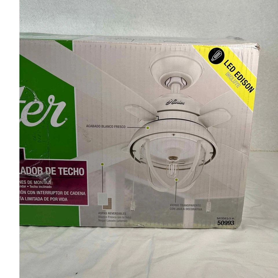 Hunter Barnes Bay 52" Fresh White Indoor Outdoor LED Edison Ceiling Fan 50993 - Image 3 of 4