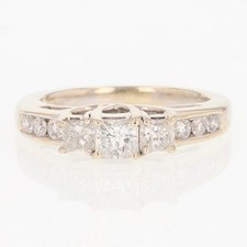 .97ctw Princess Cut Diamond Three-Stone Engagement Ring 14k White Gold Size 7