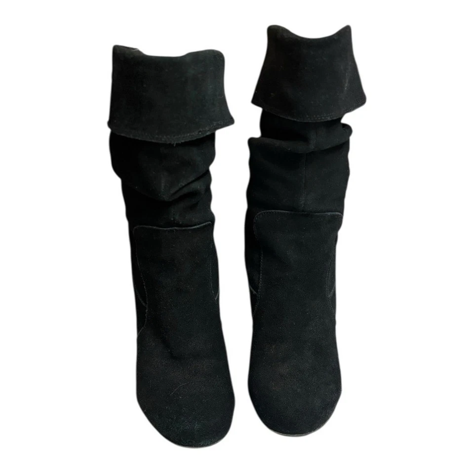 Botas holgadas Maripe Jullian negras de gamuza de cuero talla 9 plegables a media pantorrilla Foto 2 de 4