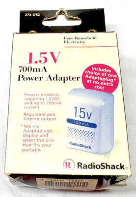Radio Shack  273-1752 - 1.5VDC 700mA Power Adapter - NOS