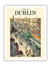 Come to Dublin Ireland - O’Connell Street - Vintage Travel Poster c.1950