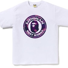 NWT Bathing Ape Color Camo Busy Works Men's XL Short Sleeve Tee White Purple
