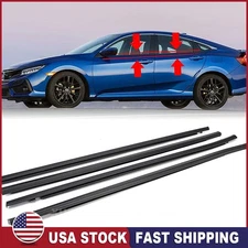 4Pcs Weatherstrip Window Moulding Trim Seal Belt for Honda Civic 2016-2021 Black