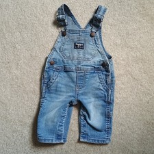 Oshkosh B'Gosh Bib Overalls Vest Bak Unisex Size 3m Snap Leg Blue Denim