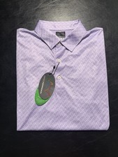 NWT MEN'S GREG NORMAN POLO, SIZE: L, COLOR: PURPLE/WHITE M8.3