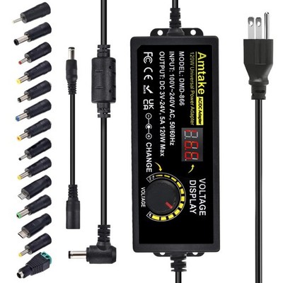 Universal AC DC Power Supply Adapter 3V-24V 5A 120W LED Voltage Display
